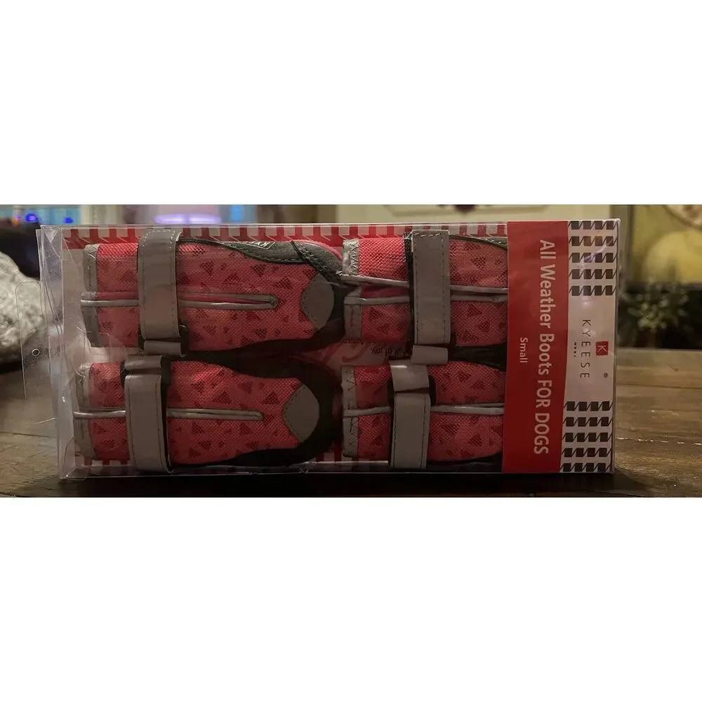 NEW Keyeez All Weather Boots For Dogs Size Small Pink Red Booties Shoes Slippers